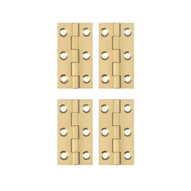 YOFASEN Copper Small Hinges Door Hinges - Brass Folding Butt Hinges Furniture Cabinet Butt Hinges with Hinge Fixing Screws, Gold, 2 Inch(50x27x1.2mm) - 4pcs