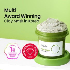 beplain Mung Bean Pore Clay mask | Wash off mask for Blackhead & Whitehead care | Cleanse and visibly tighten pores | Collab with Youtuber LeoJ | Korean Clay Mask (120ml/4.05 fl.oz.) (120ml)