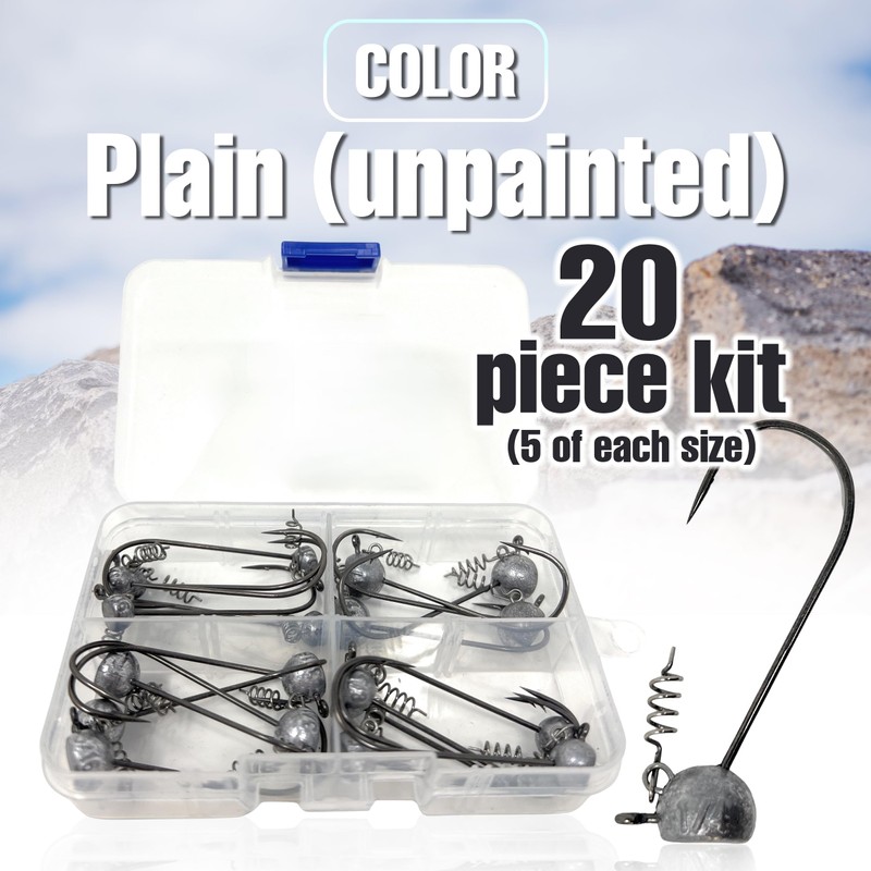 Stand-Up Shaky Head Jig, KIT w/case, 5 of Each Size,
