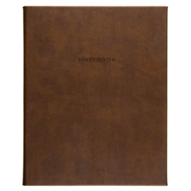 Eccolo Large Lined Journal Notebook, Hardbound Cover, Writing Journal, 256 Ruled Ivory Pages, Gilded Edge, Ribbon Bookmark, Lay Flat, Desk Size for Work or School (Brown Leatherette, 8x10 inches)