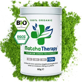 MatchaTherapy 130+ | Organic Matcha Tea Powder | With At Least 130 mg/g Tested EGCG Catechin Content | Supports Immune System & Energy Level | Premium Grade | Green Tea from Japan | 60 g