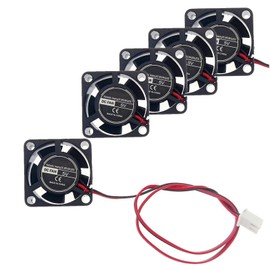 JZK 5pcs 25mm 2 pin 5V mini silent cooling fan with wires, 2510, 25x10mm, hydraulic bearing miniature DC brushless fan for development board, graphics card, and DIY project