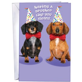 Chuck's Card-O-Rama Birthday Card For Brother - Made in America - Envelope Included - 5" x 7.75" - Packaged in Extra Sturdy Mailer - 95670 Happy Birthday Brother