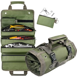 Tool Bag Organizer Roll Up: Gifts for Men Dad Christmas Stocking Stuffers Birthday Motorcycle Tool Portable Box Woodworking Gift for Him Husband Boyfriend Mechanic Craftsman Electrician Rollup Toolbag