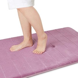 Yimobra Memory Foam Bath Mat Large Size, 44 x 24 Inches,Soft and Comfortable, Super Water Absorption, Non-Slip, Thick, Machine Wash, Easier to Dry for Bathroom Floor Rug, Mauve