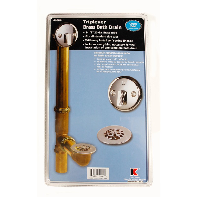 Keeney 606RB Trip Lever with Brass Pipe Bath Drain Assembly,