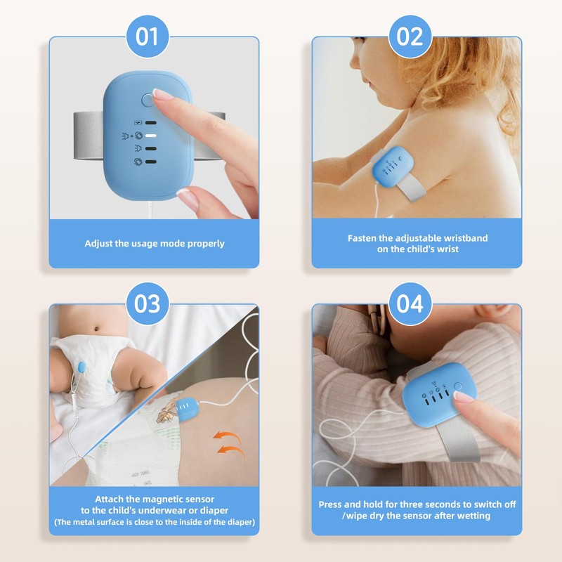 Bed Wetting Alarm for Boys and Girls - USB Rechargeable,