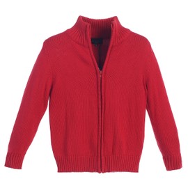 Gioberti Kids and Boys Knitted Full Zipper 100% Cotton Cardigan Sweater, Red, Size 12