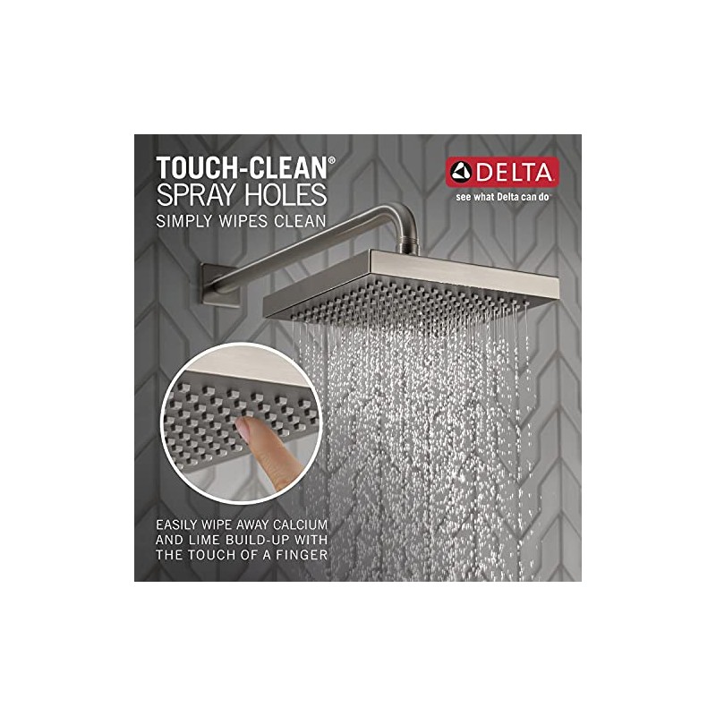 Delta Brushed Nickel Rain Shower Head, 8 Inch Square Shower