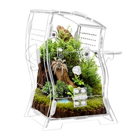 Acrylic Jumping Spider Enclosure Kit 5.9x3.5x9.4 Inches - Escape-Proof Arboreal Terrarium for Tarantulas, Reptiles & Mantis - Ventilated Cricket Keeper with Magnetic Doors