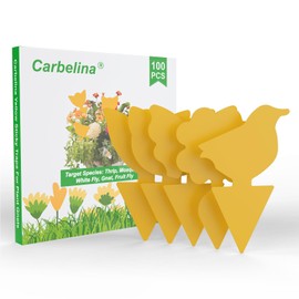Carbelina Yellow Sticky Traps for Plant Gnats, Plant Fly Sticky Trap Sticks for Indoor/Outdoor, 100PCS, Non-Toxic, Odorless, Harmless to Vegetables, Fruits, Plants
