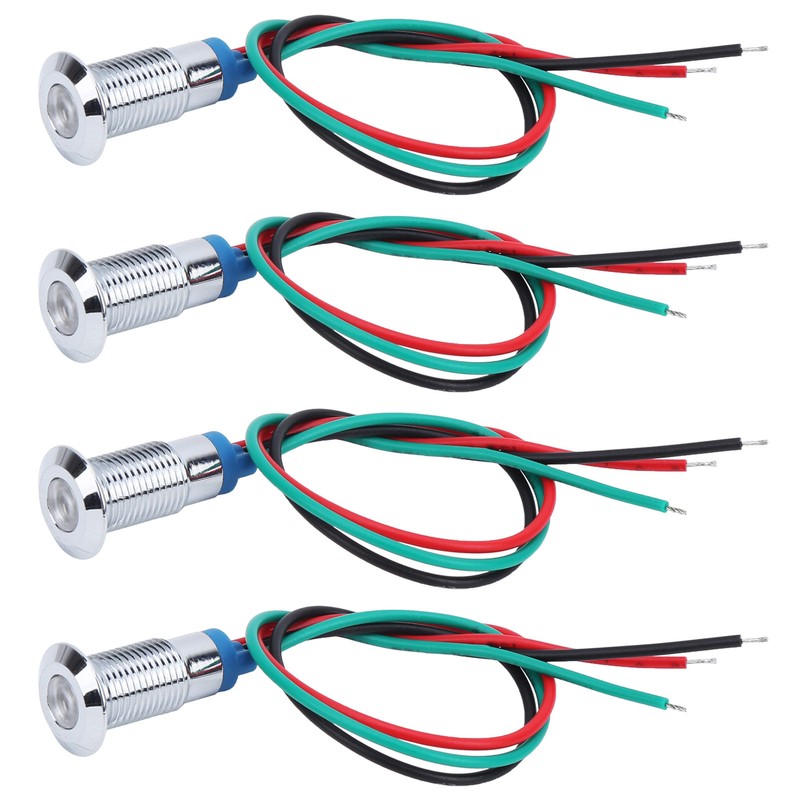 4 Set LED Indicator Light Signal Common Anode Waterproof Metal