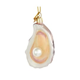 The Bridge Collection 3" Glass Oyster with Pearl Ornament - Coastal Sea Life Christmas Tree Decoration