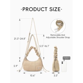 WESTBRONCO Small Puffer Crossbody Bags for Women, Quilted Crescent Shoulder Bag Nylon Daily Purse, Womens Puffy Handbags with Adjustable Strap
