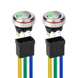 Linkstyle 16mm Round Rocker Switch, 7A 6Pin ON/OFF Lighted Toggle Switch SPST for 12V/24V Car RV Boat Electrical Control, 2Pcs