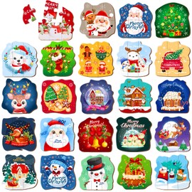 24 Pack Christmas Puzzle for Kids, Christmas Party Favor Games, Christmas Jigsaw Puzzles Perfect for Classroom Rewards and Christmas Goodie Bag