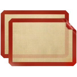 Silicone Baking Mat, 2 Pack Silicone Mats for Baking, Convenient Nonstick Baking Mat, Silicone Baking Sheet for Cookies, Bread and Pastry, Reusable Baking Sheet Liners, 26" x 11" Pastry Mat