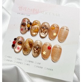 [Handmade Nail Tips] Capybara Nails - Almond / [수제네일팁] 카피바라 네일 - 아몬드