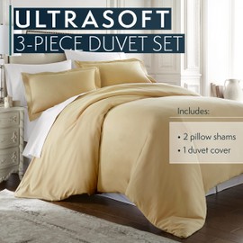 HC COLLECTION Duvet Cover - Beige King Size Duvet Cover - 3 Piece Soft Breathable Microfiber Duvet Cover Set with Zipper Closure & 2 Pillow Shams