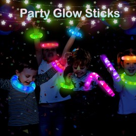 Kannove 12 PCS Glow Sticks Party Packs-Valentines Day Glow in Dark Party Favor Supplies for Kids, LED Light up Glow Necklaces Bracelets, Neon Party Decorations Treats Gifts for Birthday,Dance,Camping