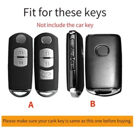 ontto Car Key Case Fits Mazda 2 3 5 6 CX-3 CX-4 CX-5 CX-7 CX-9 Atenza Axela MX5 Leather Remote Control Cover Key Case Key Cover Key Case Key Protection Case 2 Buttons, black