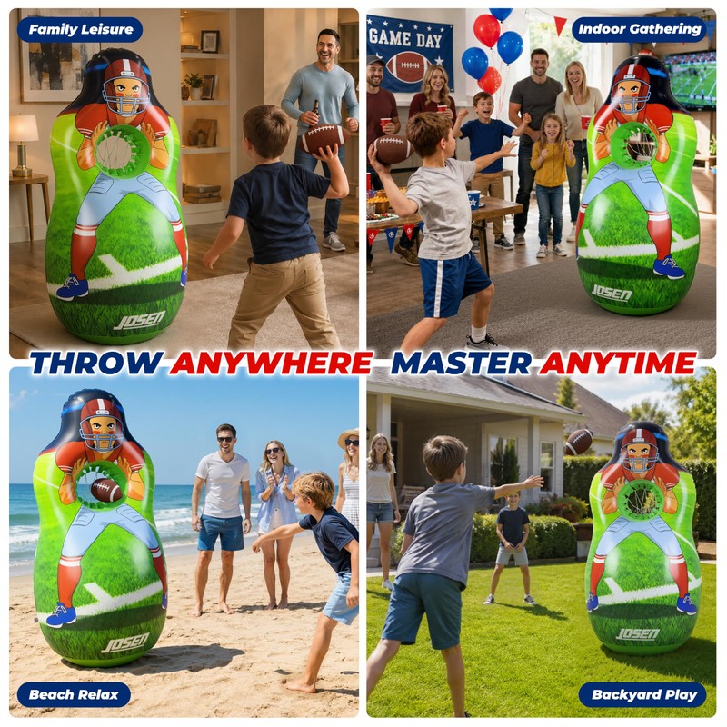 48” Inflatable Football Target Net Toss Game, Perfect for Party