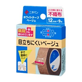 Nichiban White Tape Beige, 0.5 inches (12 mm) Width, 32.8 ft (9 m) Roll, 1 Roll