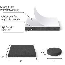 Yelanon Felt Furniture Pads - 80 Pcs Furniture Pads for Hardwoods Floors, Cuttable Felt Chair Pads, Anti Scratch Floor Protectors for Furniture Feet Chair Legs, Felt Pads Self Adhesive, Black