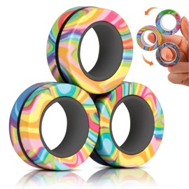 3 Pieces Magnetic Rings Fidget Toy,Magnets Fidget Toy Stress Relief,Magnetic Fidget Rings Decompression Anxiety,Finger Spinner Fidgets Magnetic Toys for Man Woman Teens Kids Boys Girls