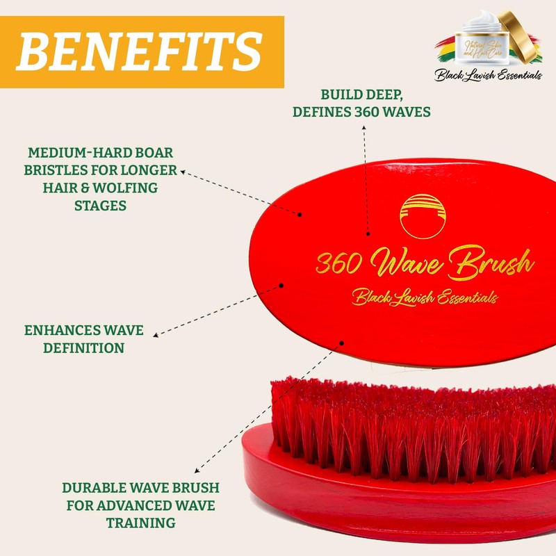 360 Wave Brush, Build Deeper Waves, Soft & Hard Boar