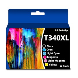 Remanufactured 340XL T340XL Ink Cartridge Claria Photo HD T340 340 High Capacity with Chip for Expression Photo XP-8800(6 Packs)