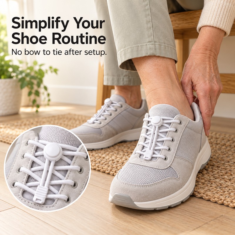 Elastic No-Tie Shoelaces with Button Lock – Stretch Round Laces
