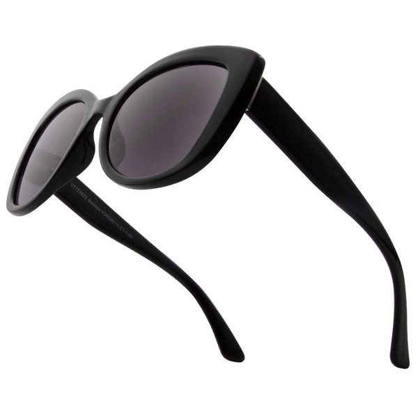 VITENZI Gafas de sol de gran tamaño para lectores de ojo de gato para leer bajo el sol Barletta en negro 1.75