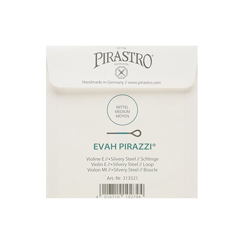 Pirastro 419025 Evah Violin String Set, E-Loop Mittel Envelope, 4/4