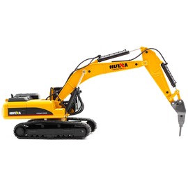 Qcar Large Drill Excavator Construction Vehicle Toys Heavy Duty Alloy Hydraulic Hammer Truck, 1:40 Scale Diecast Site Drill Digger Toy Truck for Kids 8,9,10,11,12 Year Old and up