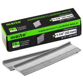 meite 18 Gauge Flooring Nails, 1-1/4 Inch 18GA L-Cleat Nails for Home Renovations, Compatible with 18GA Flooring Nailers (1000 Counts)
