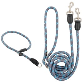 Hands Free Dog Lead and Choke Collar, Tangle Free Reflective Waist Lead, Crossbody Dog Leash with Safety Buckle for Small and Medium Large Dogs Running,Training-Blue