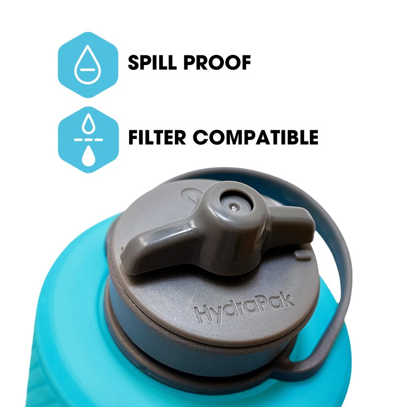 Hydrapak Flux Collapsible Bottle, 1 Litre, Malibu Blue