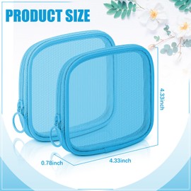 Weewooday 4 Pcs Mesh Makeup Bag Mesh Cosmetic Bag Travel Toiletry Pouch with Zipper Mini Makeup Cosmetic Purse for Daily Accessory(Small,Blue)