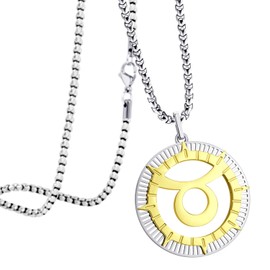555Jewelry Stainless Steel Horoscope Zodiac Sign Necklace Pendant for Men and Women, Metal, No Gemstone, Stainless Steel, No Gemstone