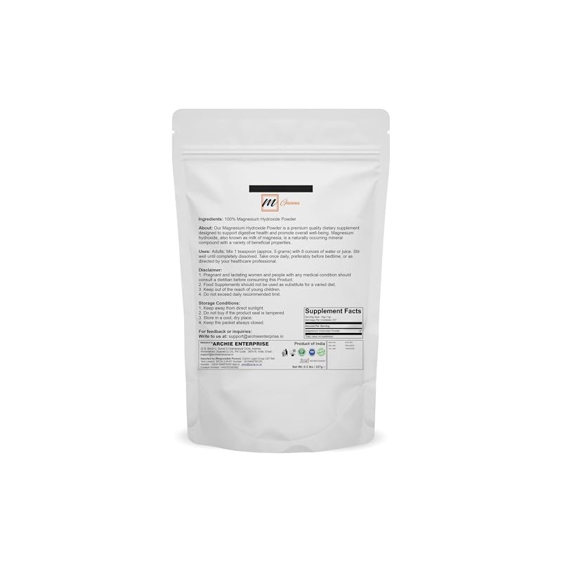 100% Magnesium Hydroxide Powder 227 g / 0.5 lbs