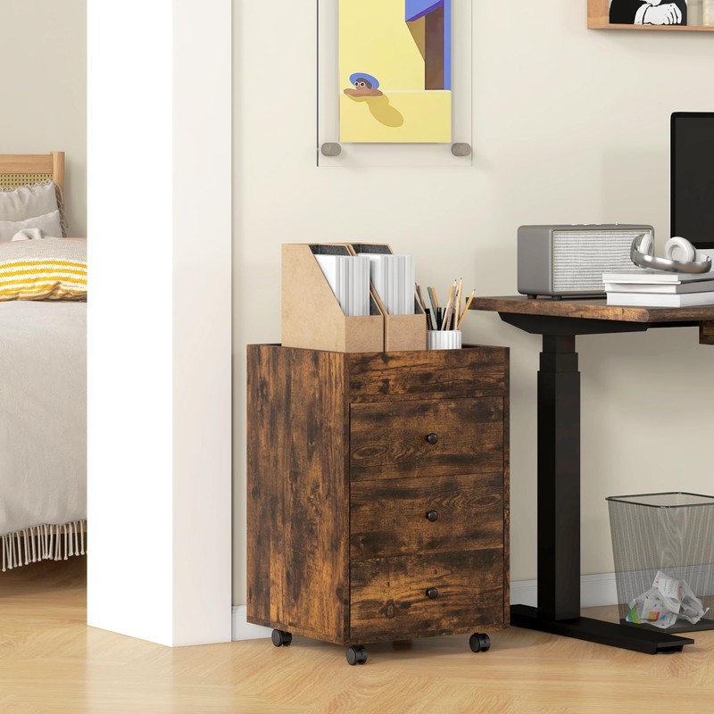 FocusOnHome 3 Drawer Home Office Storage Cabinet, Office Drawer on