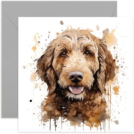 Old English Co. Watercolour Dog Card - Labradoodle Dog Card for Pet Owner Birthday - Just Because Card for Him or Her - Thinking of You Fur Baby Card for Men and Women | Blank Inside