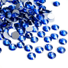 PLMHU 1440pcs Flat Back Rhinestones Glitter Round Crystal Gems Glass Rhinestones for Crafts Nail Art Clothes Shoes DIY Decorations, Sapphire, SS10, 2.7-2.9mm