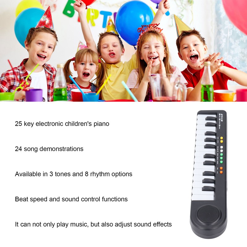 25 Keys Piano Keyboard Adjustable Tones Electronic Kids Keyboard Music