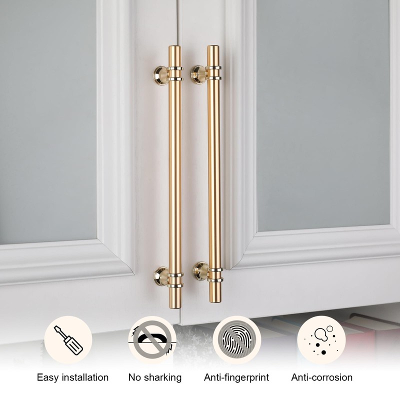 Haliwu 10 Pack Gold Cabinet Handles, Brushed Brass Cabinet Pulls