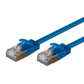 Monoprice SlimRun Cat6A Ethernet Patch Cable - Network Internet Cord - RJ45, Stranded, STP, Pure Bare Copper Wire, 36AWG, 3ft, Blue
