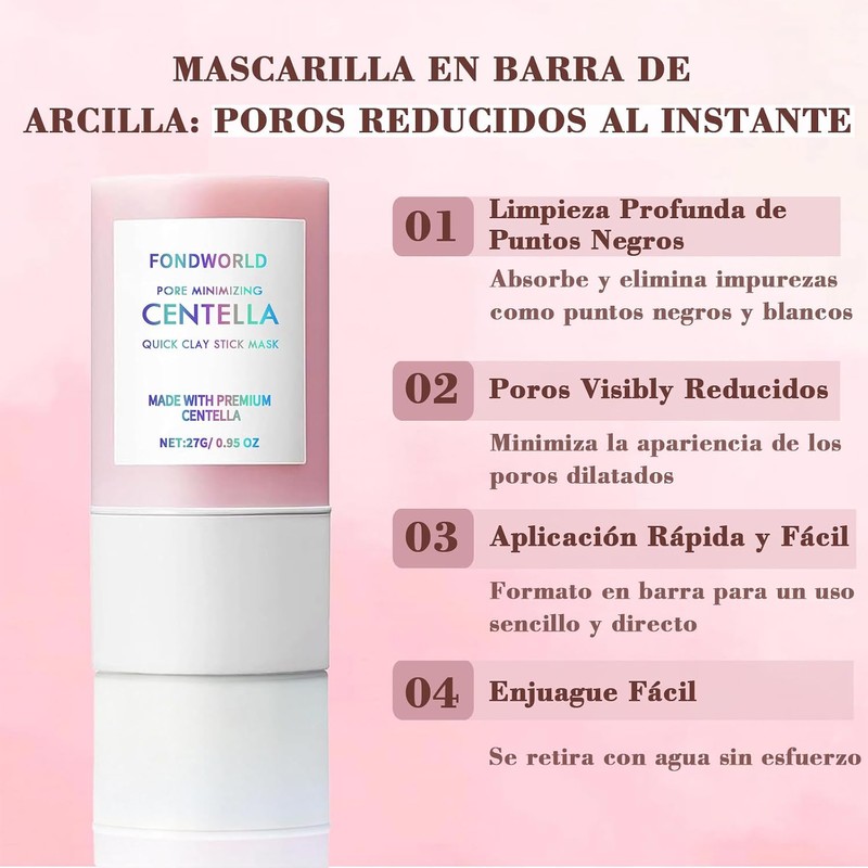 3PC Mascarilla de Arcilla en Barra con Centella Asiática,Poremizing Quick