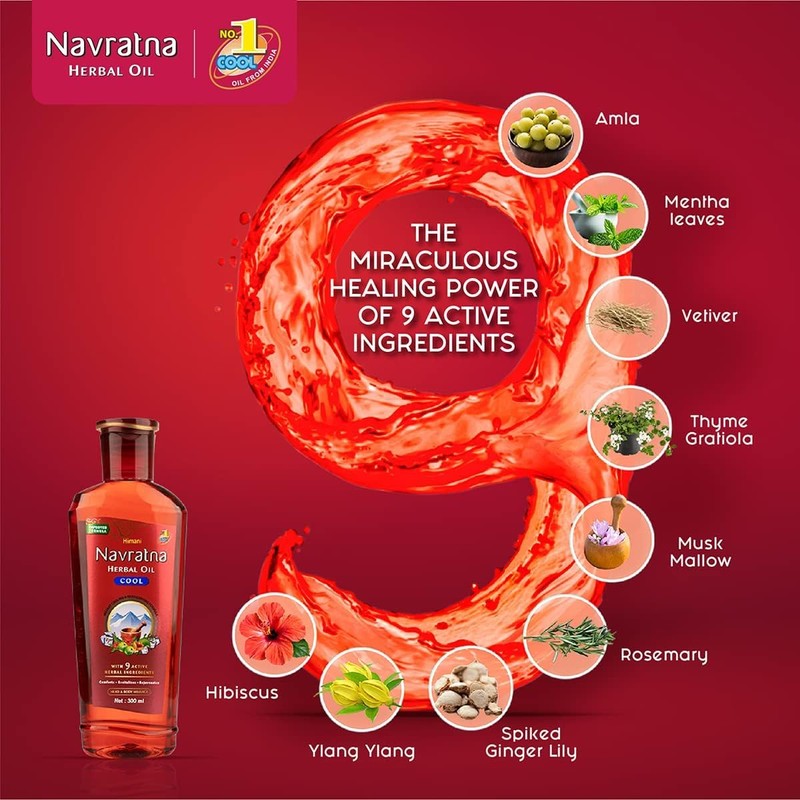 Navratna Ayurvedic Cool Oil | with 9 Active Herbal Ingredients