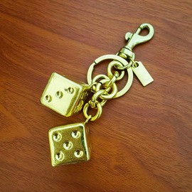 Meimimix 8 Ball Dice Charm Keychain Y2K Aesthetic Key Chain for Women Men Cute Bag Purse Handbag Accessories, Gold, Standard